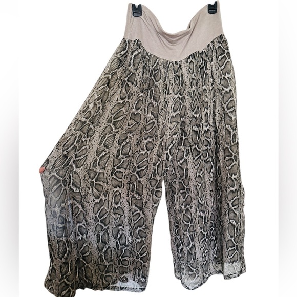Gigi Moda Silk Snake Print Long Lined Skirt Pants Womens One Size Made Italy - Picture 4 of 8